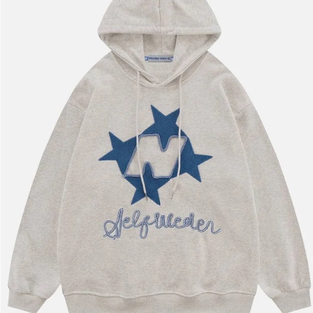 Aelfric Eden Gray and Blue Hoodie with Star Design
